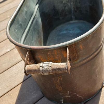 Vintage Copper Boiler Tub With Wooden Handles