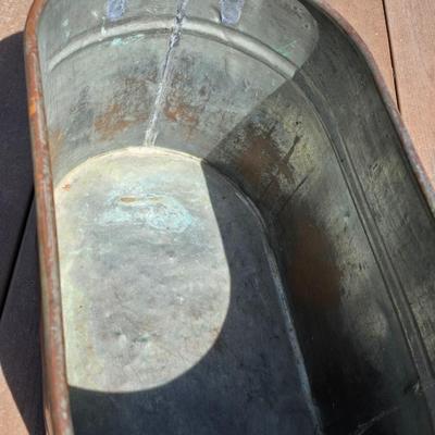 Vintage Copper Boiler Tub With Wooden Handles