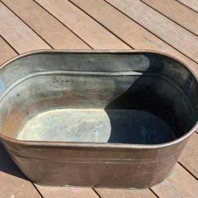 Vintage Copper Boiler Tub With Wooden Handles