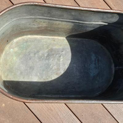 Vintage Copper Boiler Tub With Wooden Handles