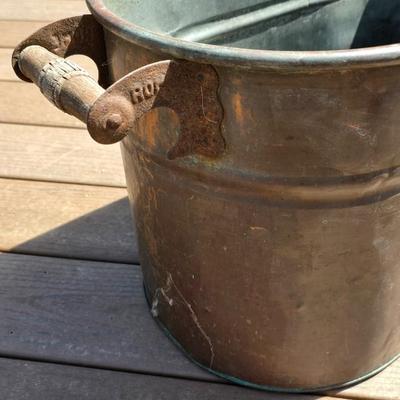 Vintage Copper Boiler Tub With Wooden Handles