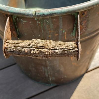 Vintage Copper Boiler Tub With Wooden Handles