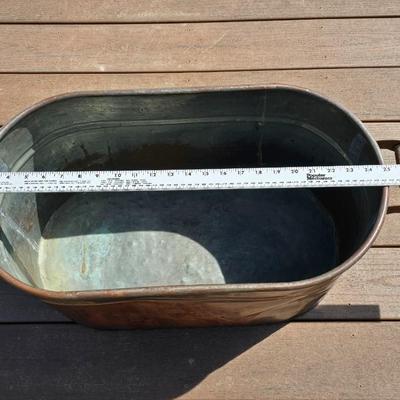 Vintage Copper Boiler Tub With Wooden Handles