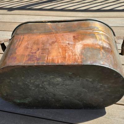 Vintage Copper Boiler Tub With Wooden Handles