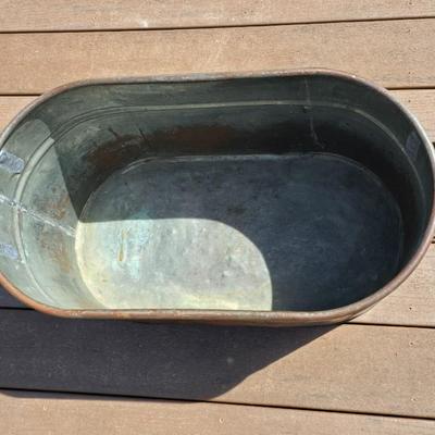 Vintage Copper Boiler Tub With Wooden Handles