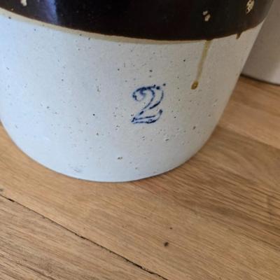 Antique stoneware 2 Gallon 2 Tone Crock - Primitive and unique!