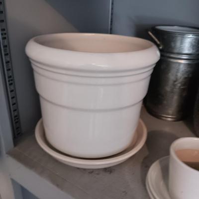A VARIETY OF FLOWER POTS