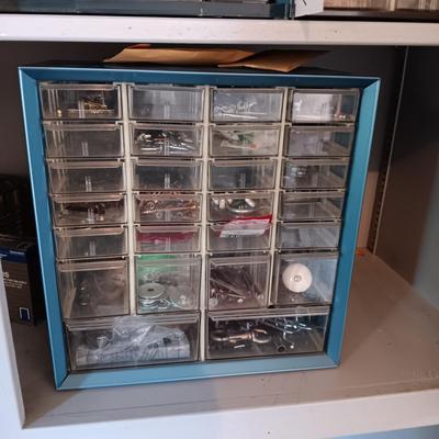 LARGE LOT OF HARDWARE AND MULTI DRAWER ORGANIZER