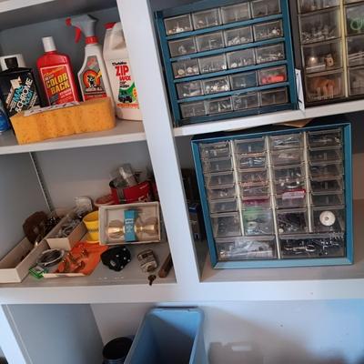 LARGE LOT OF HARDWARE AND MULTI DRAWER ORGANIZER