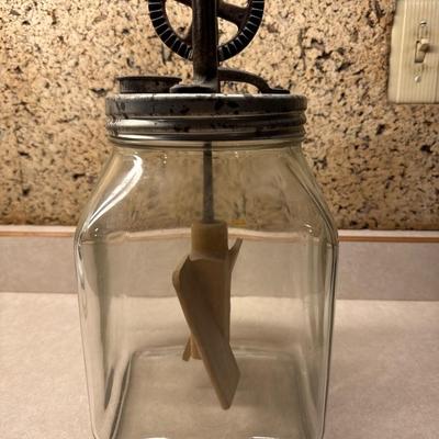 Glass 4 quart jar butter churn
