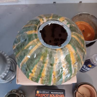 LARGE FIRE POT WITH GEL AND OTHER PATIO ITEMS TO KEEP THE BUGS AWAY