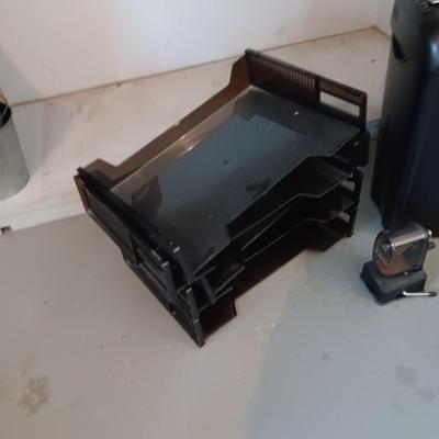 AURORA PAPER SHREDDER, STACKING FILE ORGANIZERS AND A PENCIL SHARPENER