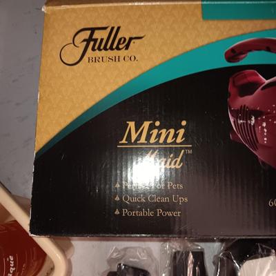 FULLER MINI MAID VACUUM AND OTHER HOUSEHOLD CLEANING ITEMS