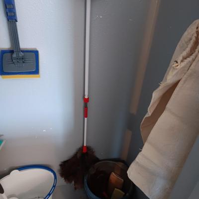 FULLER MINI MAID VACUUM AND OTHER HOUSEHOLD CLEANING ITEMS