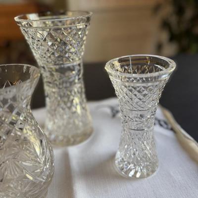 Two Waterford vases and one crystal vase of unknown brand