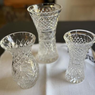 Two Waterford vases and one crystal vase of unknown brand