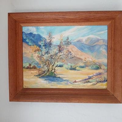 Original framed artwork on canvas - T L Jones ? "The Smoke Tree" original 1952