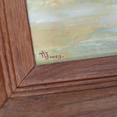 Original framed artwork on canvas - T L Jones ? "The Smoke Tree" original 1952