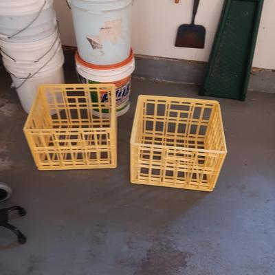 HAND SAWS, 5 GALLON BUCKETS AND 2 PLASTIC MILK CRATES