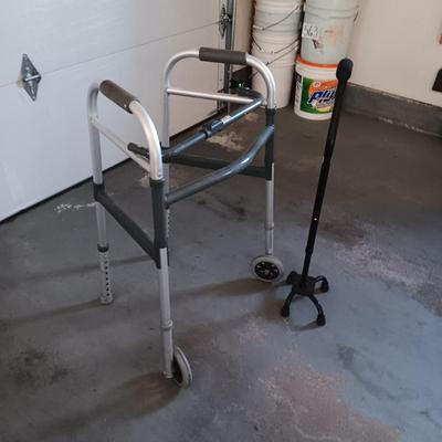 FOLDING WALKER AND A 4 FOOTED CANE