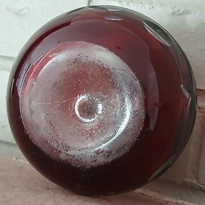 Bohemian Czech Ruby Cut to Clear Sculpture / Paper Weight