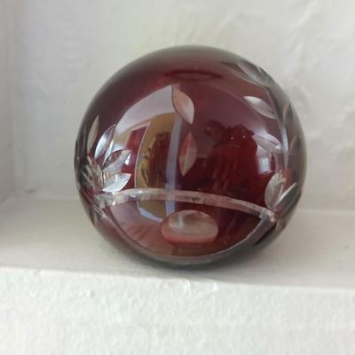 Bohemian Czech Ruby Cut to Clear Sculpture / Paper Weight