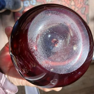 Bohemian Czech Ruby Cut to Clear Sculpture / Paper Weight