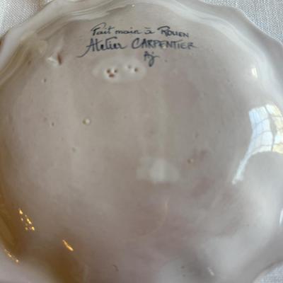 Handmade French plate and French mustard pot with wooden spoon