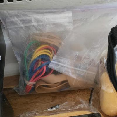 Windshield WOW cloths and sponges and a Ziplock baggie of large sized rubber bands