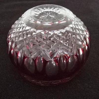 Waterford Crystal Clarendon Red Cut to Clear Petite Bowl 3" / votive candle holder