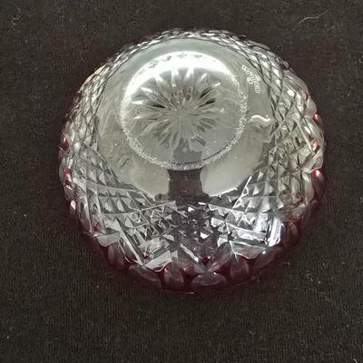 Waterford Crystal Clarendon Red Cut to Clear Petite Bowl 3" / votive candle holder