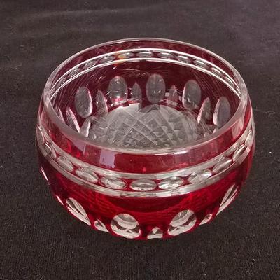 Waterford Crystal Clarendon Red Cut to Clear Petite Bowl 3" / votive candle holder