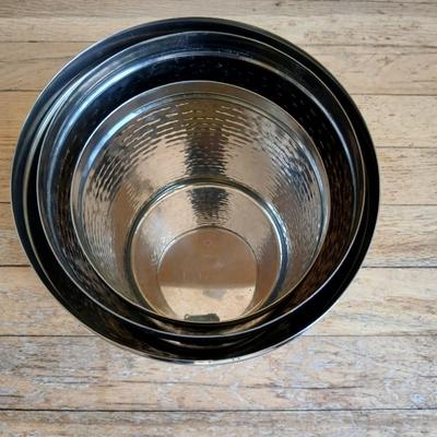 Three piece hammered stainless steel canister set - Nesting canister set with lids