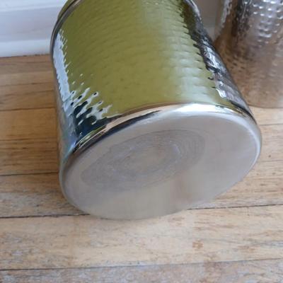 Three piece hammered stainless steel canister set - Nesting canister set with lids