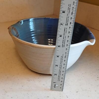 American Made Stoneware Pottery Tripod Footed Kitchen Colander