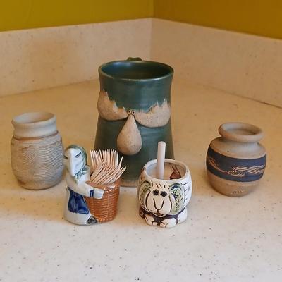 Cute - Spunky - and fun pottery pieces - Moose mug - Kitchen Witch - Elephant - and small vases