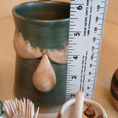 Cute - Spunky - and fun pottery pieces - Moose mug - Kitchen Witch - Elephant - and small vases
