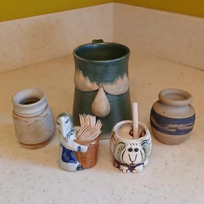 Cute - Spunky - and fun pottery pieces - Moose mug - Kitchen Witch - Elephant - and small vases