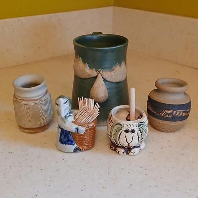 Cute - Spunky - and fun pottery pieces - Moose mug - Kitchen Witch - Elephant - and small vases