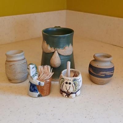 Cute - Spunky - and fun pottery pieces - Moose mug - Kitchen Witch - Elephant - and small vases