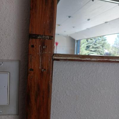 OLD REPURPOSED PANED WINDOW W/2 MIRRORS AND A WASHBOARD KEY HOLDER