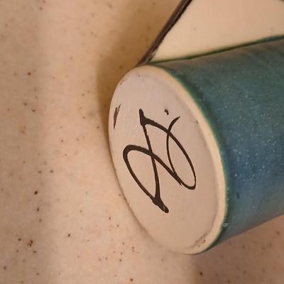 Two Signed Art Pottery Artisan Coffee Mugs - pottery soap dish - and a nice, glazed pottery mug perfect cups for coffee!