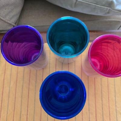 Assortment of colorful plastic cups