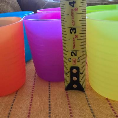 Assortment of colorful plastic cups