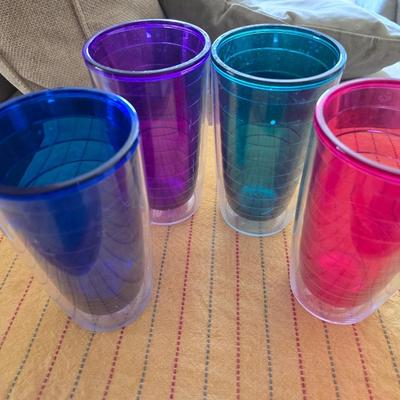 Assortment of colorful plastic cups
