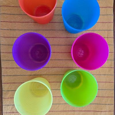 Assortment of colorful plastic cups