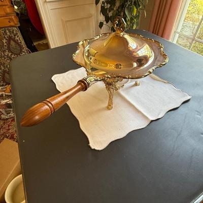 Silver plate chafing dish with stand