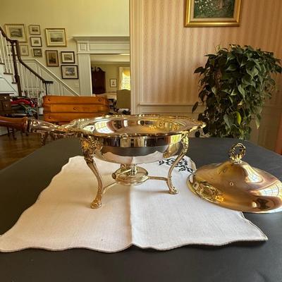 Silver plate chafing dish with stand
