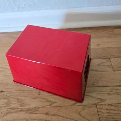 Blue ceramic storage canister and a metal storage box