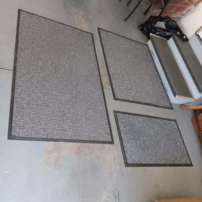 3 COMMERCIAL GRADE, RUBBER BACKED FLOOR MATS/RUGS